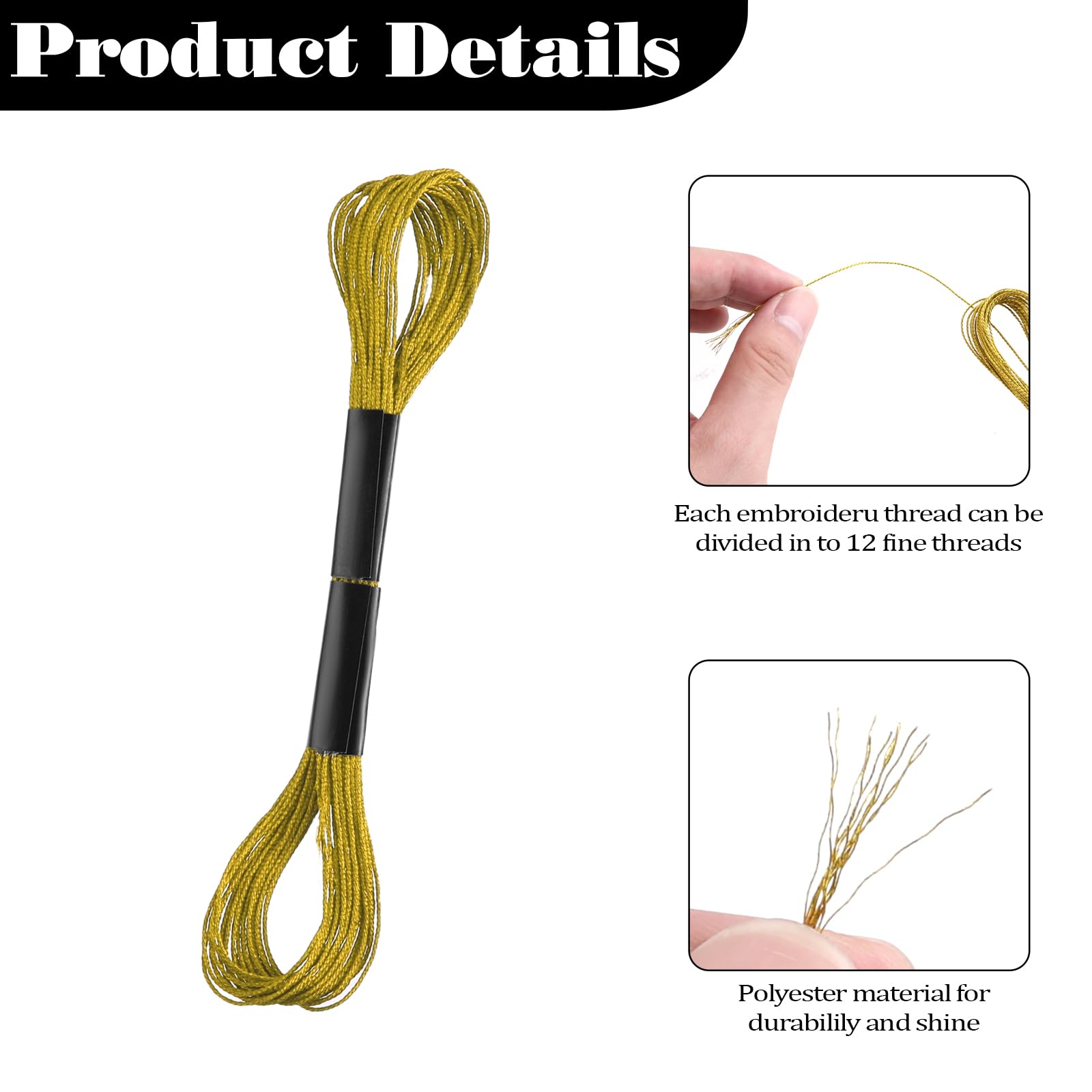 24 hilos de bordado metálico, hilo de punto de cruz con purpurina, hilo de bordar premium, hilo de poliéster para pulseras de la amistad, manualidades, punto de cruz
