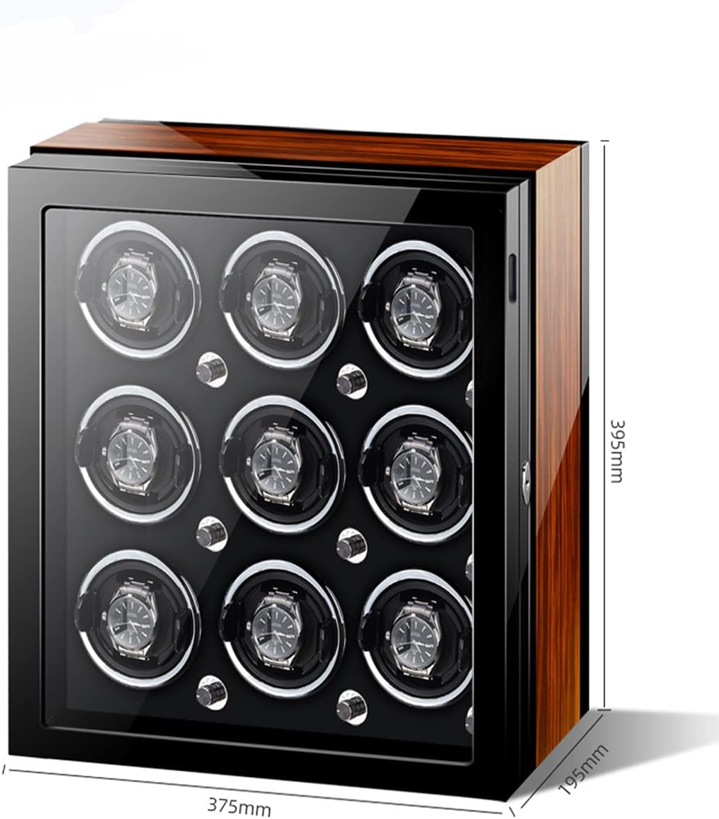 Automatic Watch Winder Display Box with LED Light, Adjustable Pillows, Quiet Motors, Piano Finish, Holds 1-4 Watches, Ideal for Men's & Women's Automatic Timepieces, Carbon Fiber Design image 2