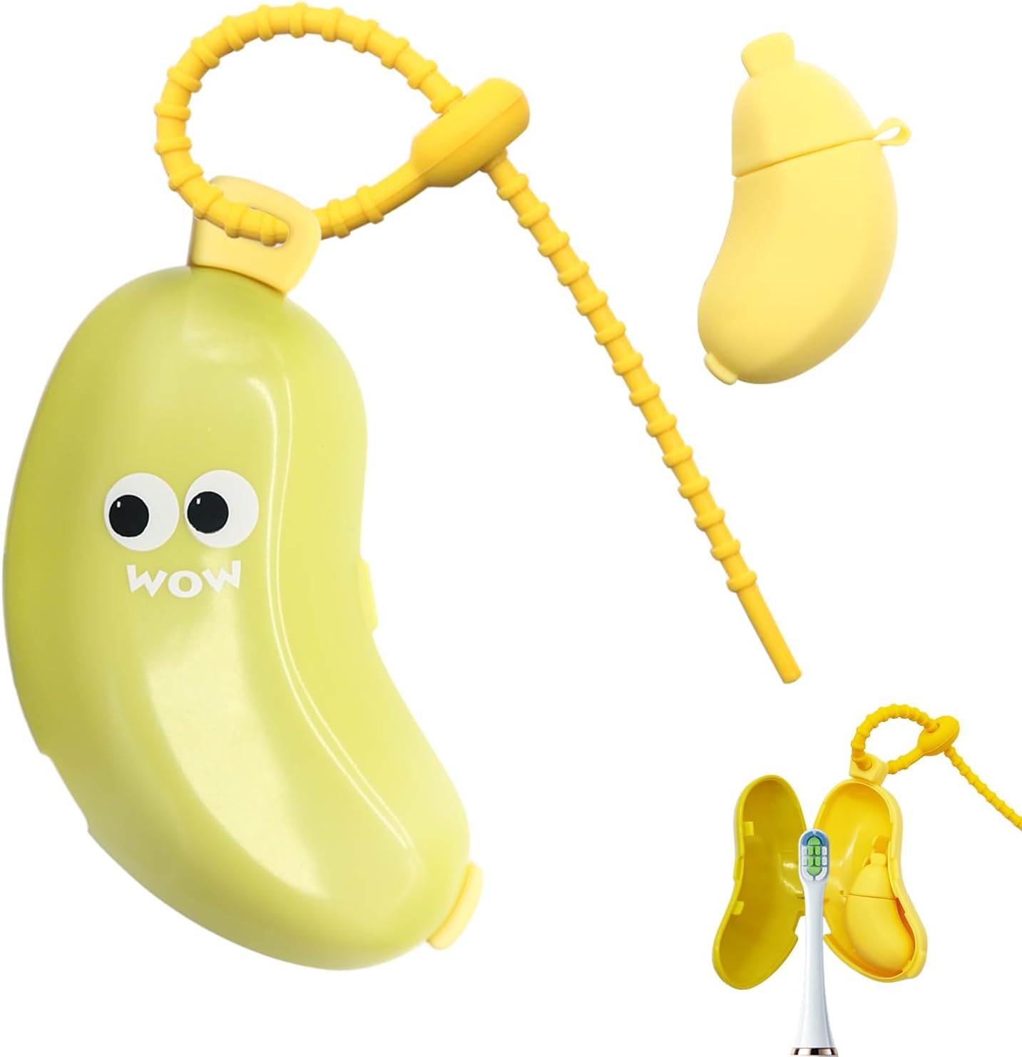 Portable Banana Toothbrush Covers, Banana-Shaped Toothbrush Case with Toothpaste Dispenser, Clip -on Cute Fruit Tooth Brush Cover Cap Protector for Home Travel Outdoor Camping (Green)