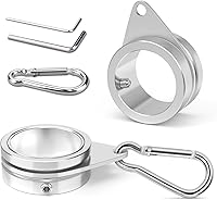 Vista 13 de Paquete de 2 anillos de poste de bandera de aleación de aluminio, anillos de montaje de bandera giratorios de 360 grados, kit de poste de bandera