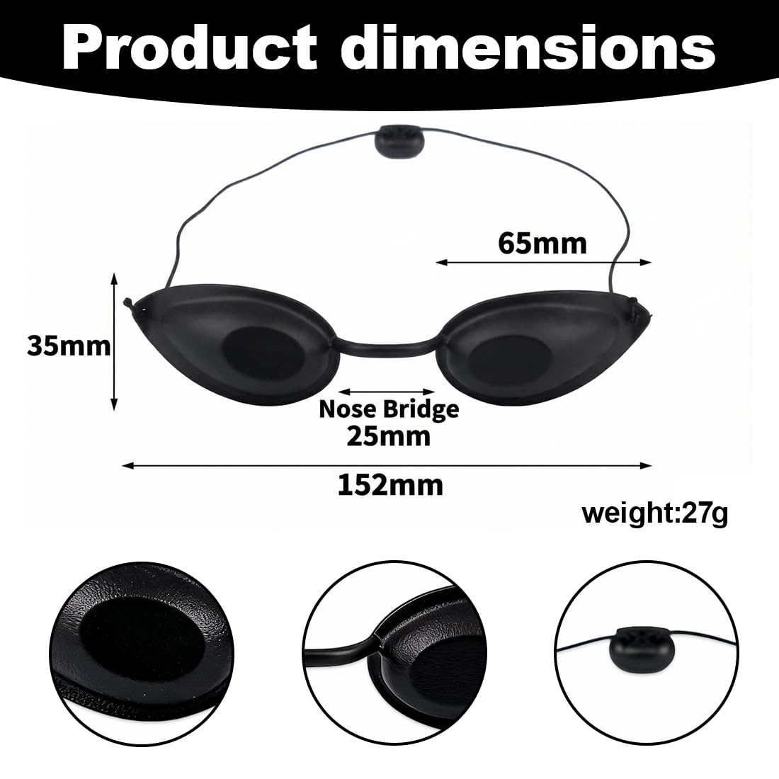 1 Pcs Lunettes de Protection UV & Infrarouge pour Cliniques Esthétiques et Appareils de Luminothérapie - Idéal pour LED, Lumière Pulsée et Thérapie Rouge (Noir)