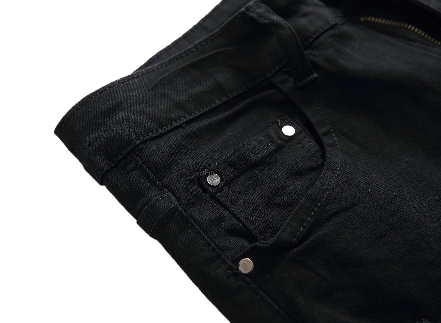 Jeans da motociclista slim fit da uomo, pantaloni in denim da moto strappati elasticizzati distrutto, Nero-strappato, 48