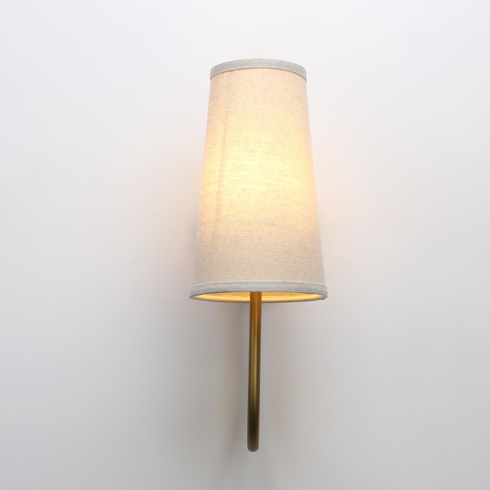 Pathson Tissu Applique Murale Intérieure Lot de 2, Câblé E27 Luminaire | Vintage Entonnoir Tissu Lin Lampe Murale, Applique Ancienne Salle de Bain Salon Chambre Chevet Lit Cuisine,40W, Pas d'ampoule
