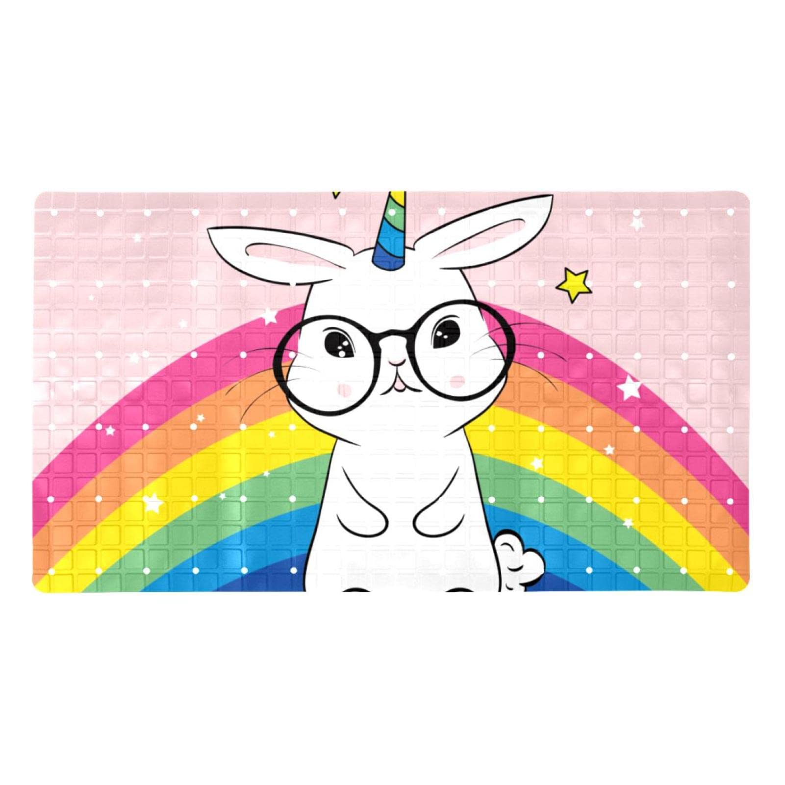 Badematte für Kinder, Motiv: niedliches Einhorn/Kaninchen, rutschfeste Badewannenmatte, Duschmatte für Babys, Kleinkinder, maschinenwaschbar, 40 x 70 cm