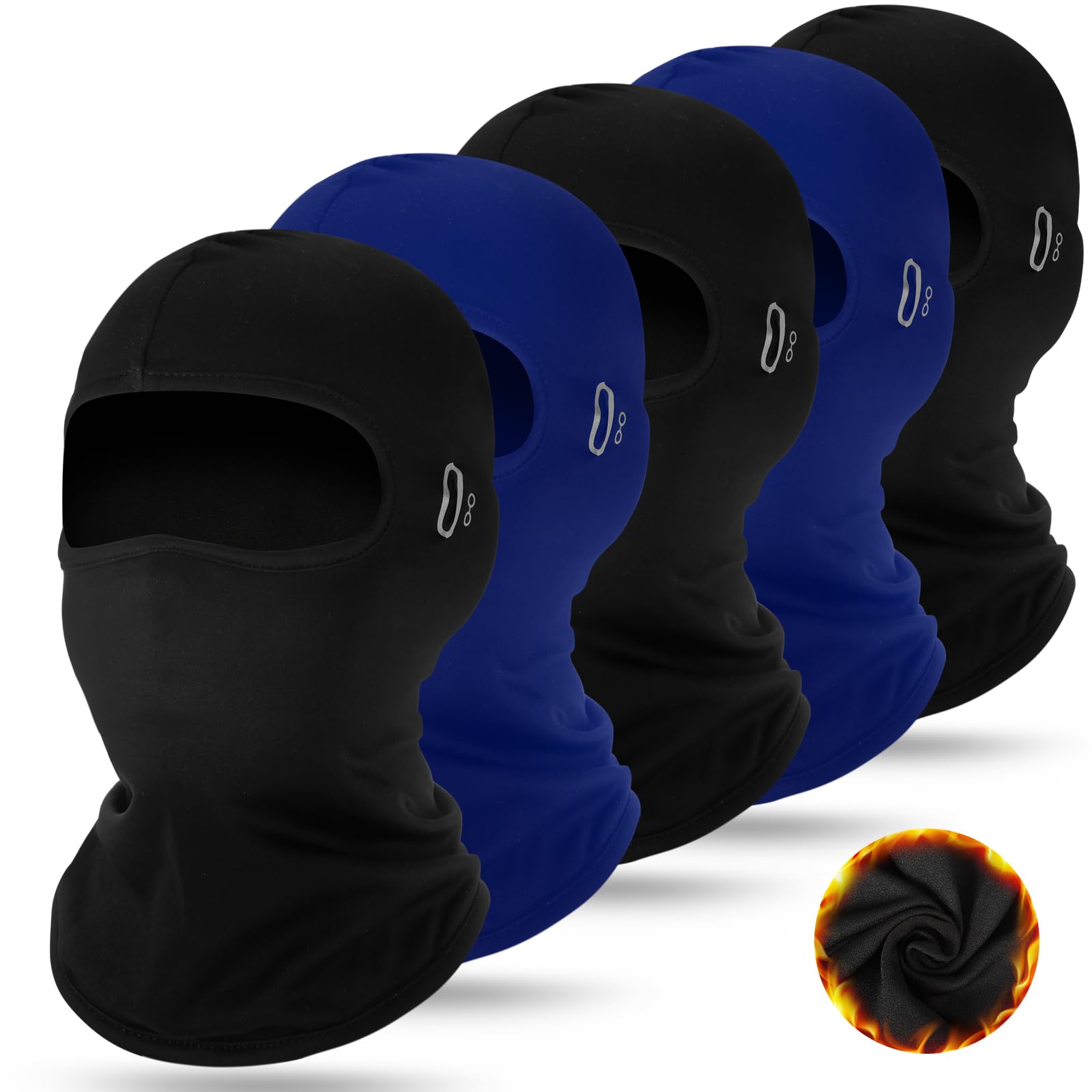 Suhine 5 Pcs Winter Balaclava Ski Mask Windproof Thermal Full Face Mask Cold Weather Balaclava with Reflective Stripe