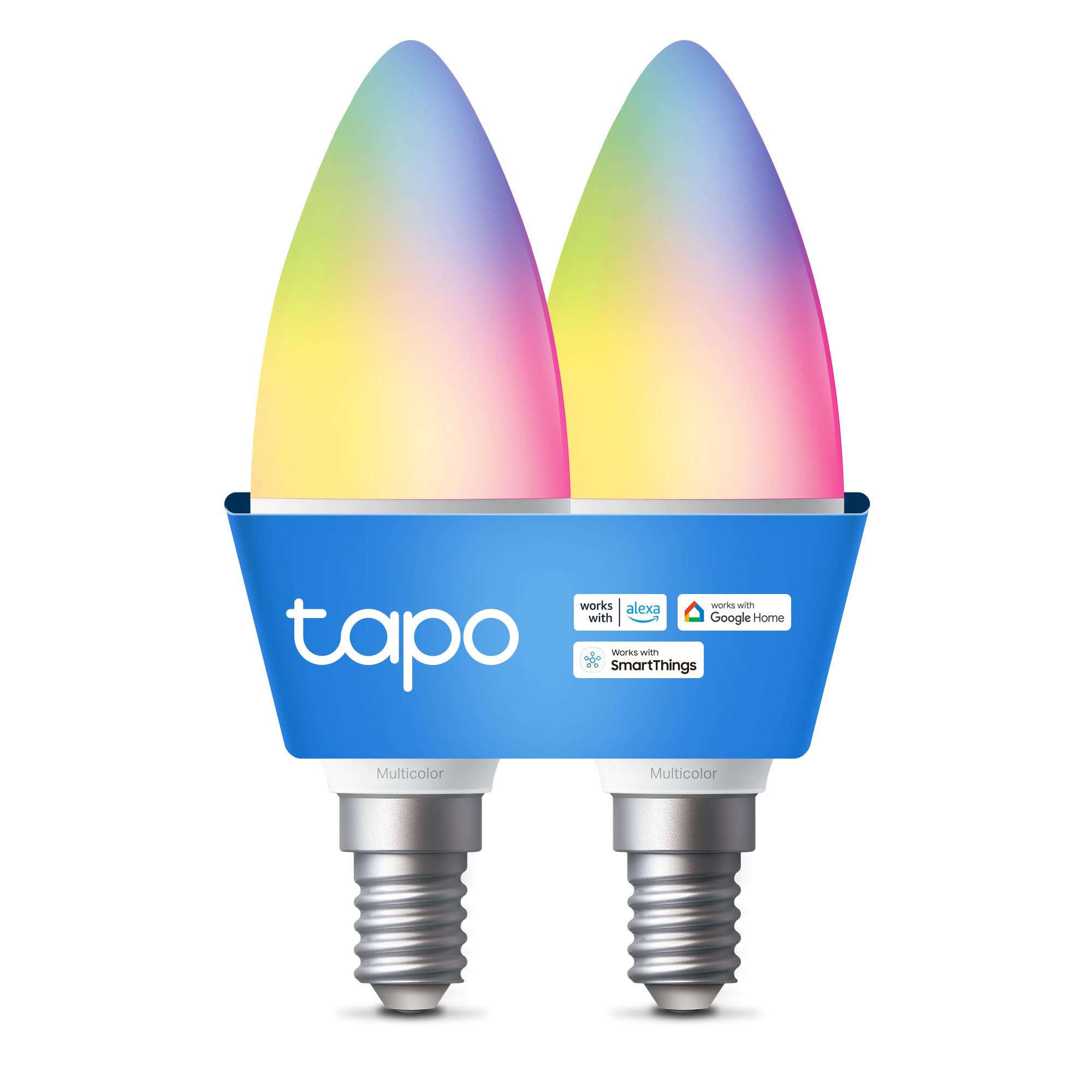 Tapo Tapo L430C(2-Pack) Smarte WLAN Glühbirne E14, 470 Lumen, 16 Mio. Farben, dimmbar, Zeitplan & Timer, Energieüberwachung, Kompatibel mit Alexa, Google Assistant und Samsung SmartThings