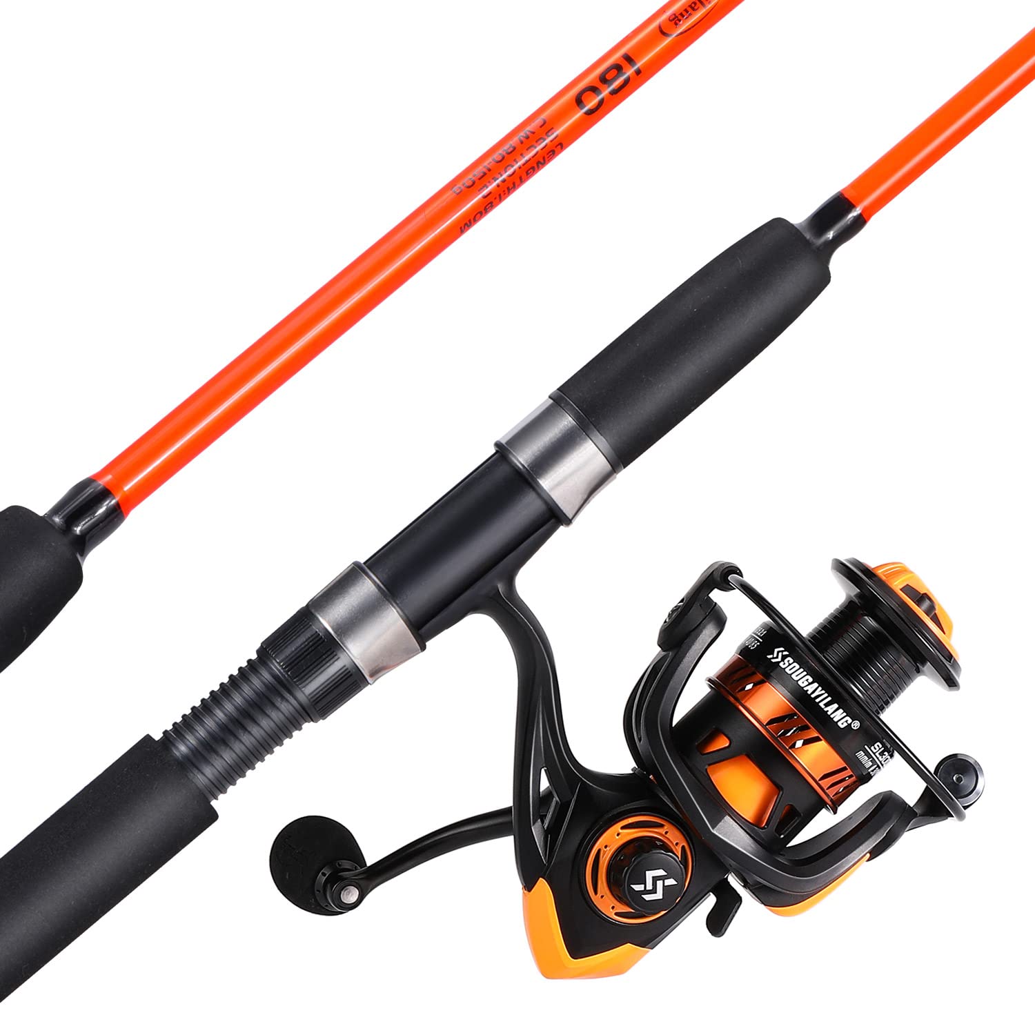 Sougayilang Spinning Reel and Fiberglass Fishing Rod Combo, Medium Heavy for Catfish Angling-5.9ft Orange Sports, Fitness & Outdoors