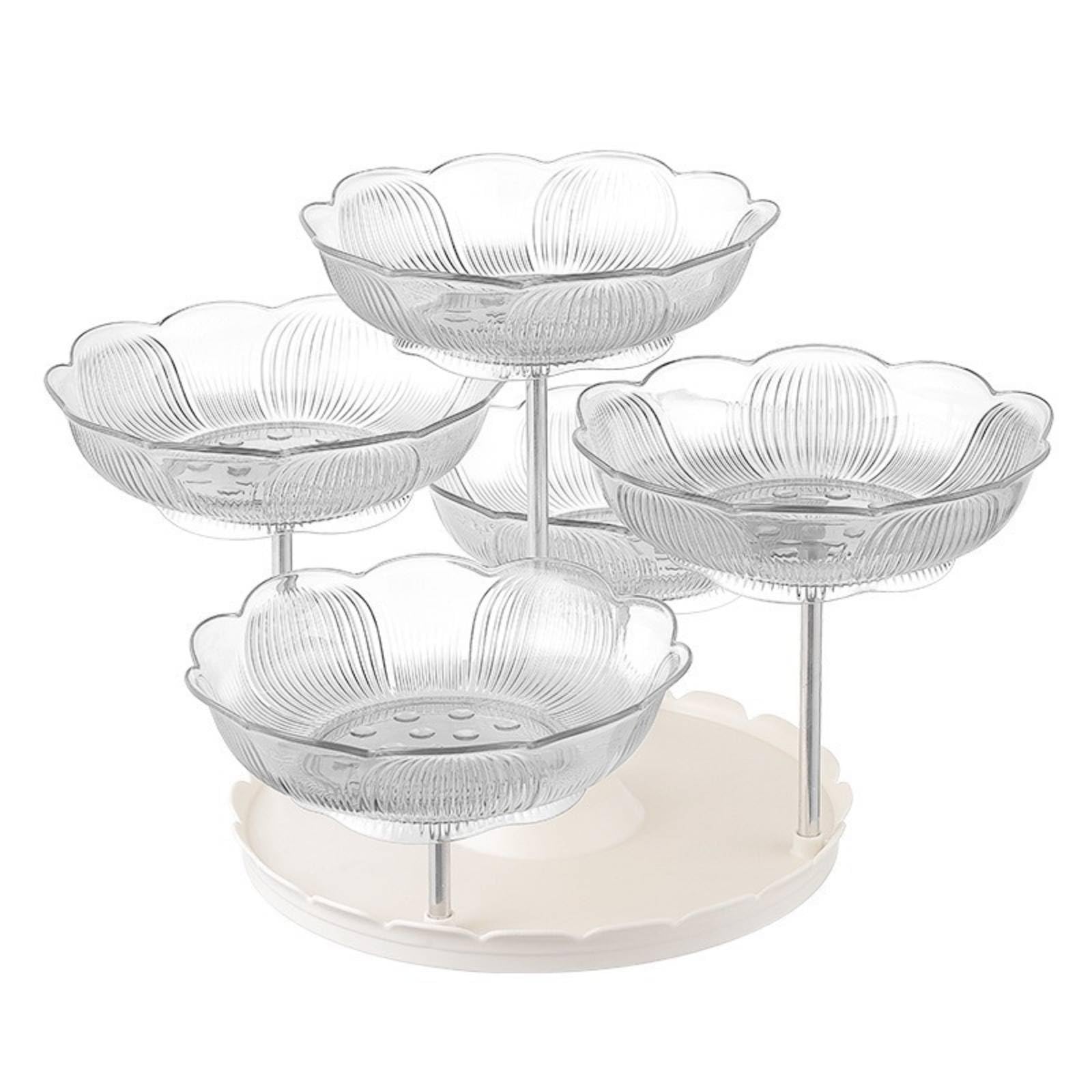 Banja Plástico Transparente con Base Redonda Estable Banja corativa Plástico con Ondulados Compacto para Comedor, Sala