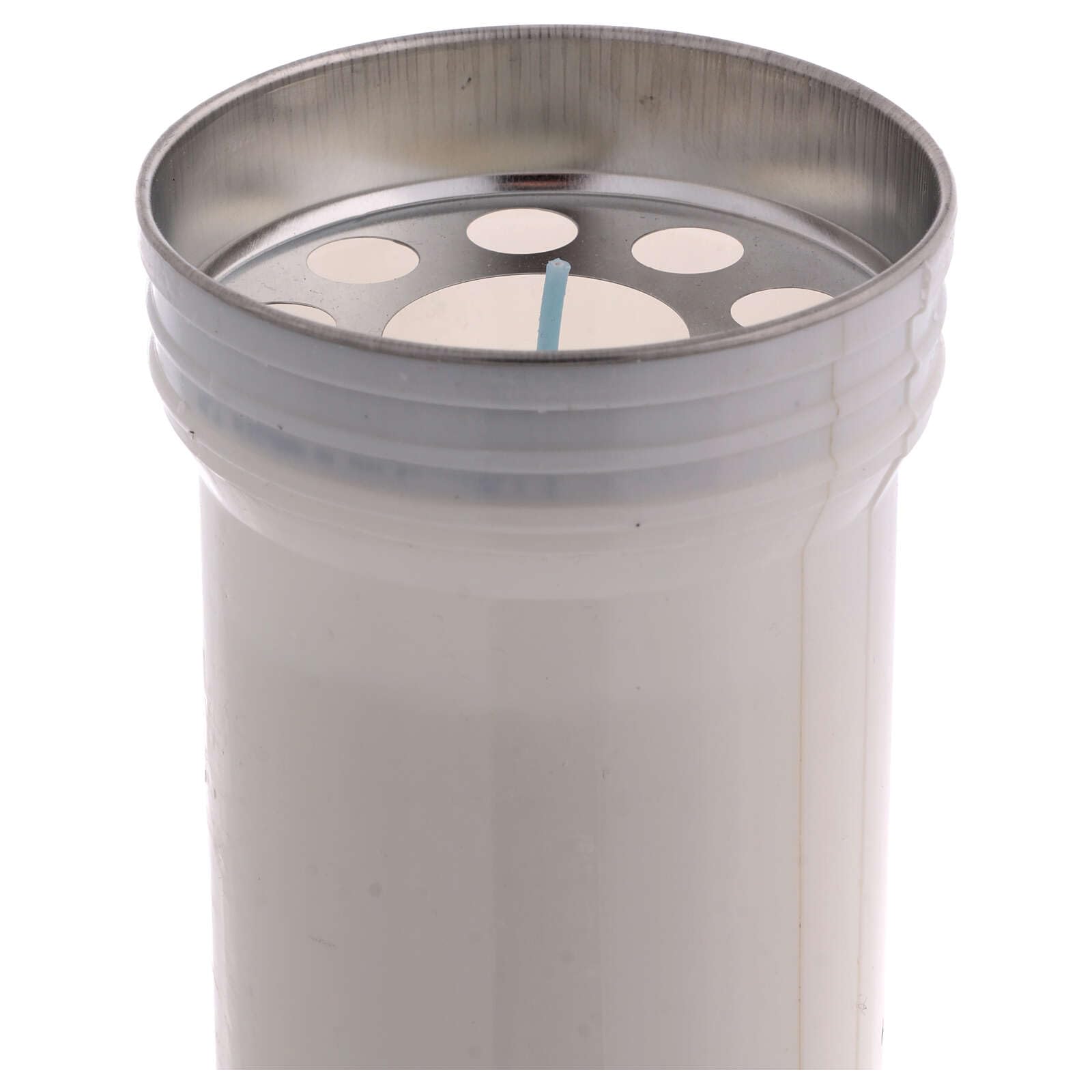 White Votive Candle, White Wax, Image of Saint Pio, 8 cm of Diameter