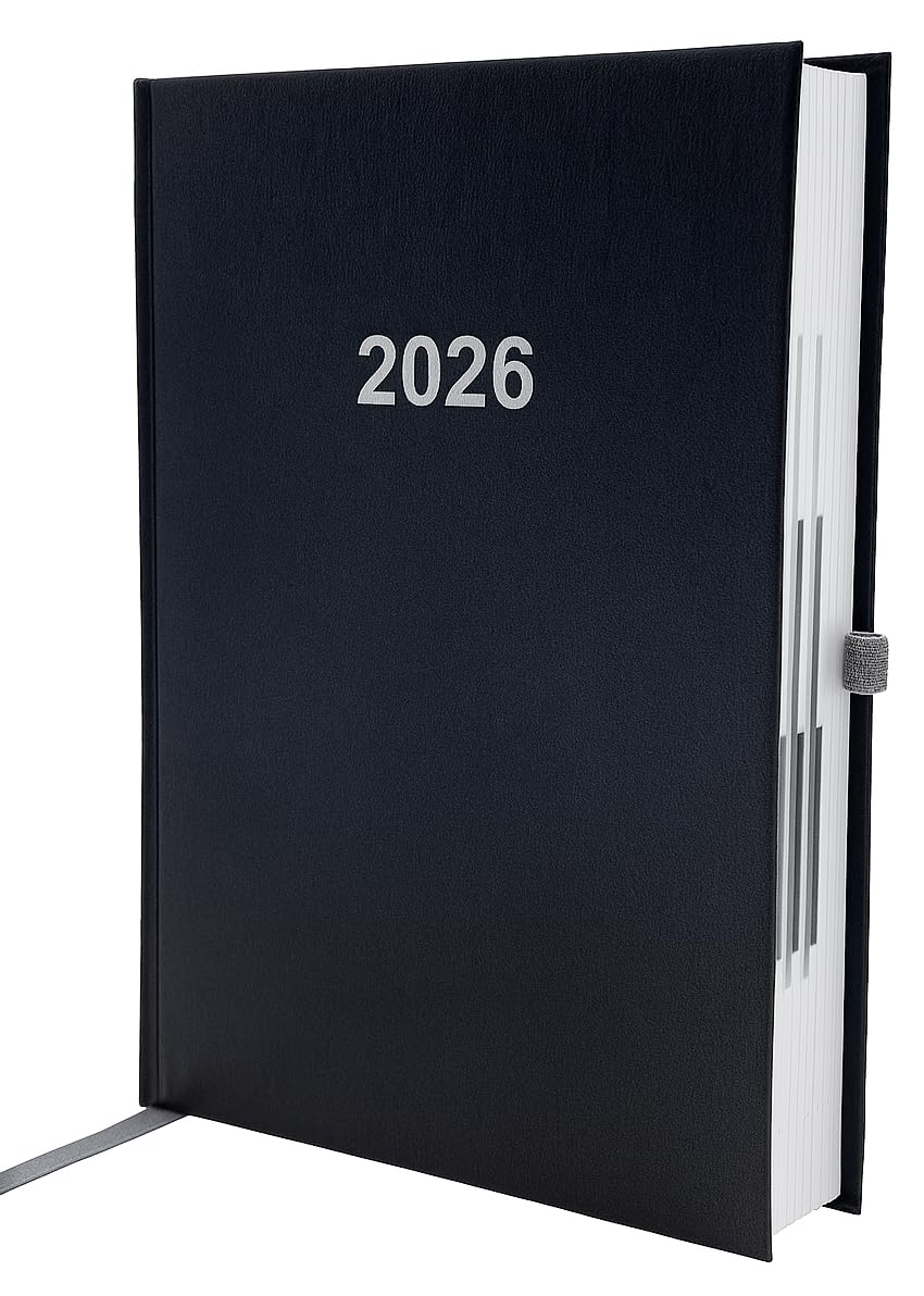Buchkalender Chefplaner A5 1 Tag 1 Seite auch Sonntags 2026 Schwarz