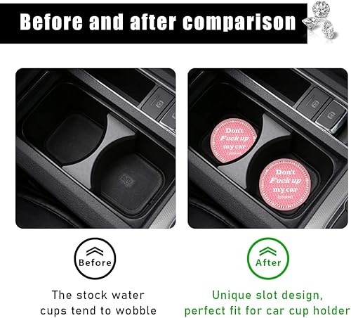 Miniatura 4 de Ziciner Paquete de 2 posavasos brillantes para automóvil, 2.75 pulgadas, antideslizante, con inserción automática, tapete de cristal perfecto para