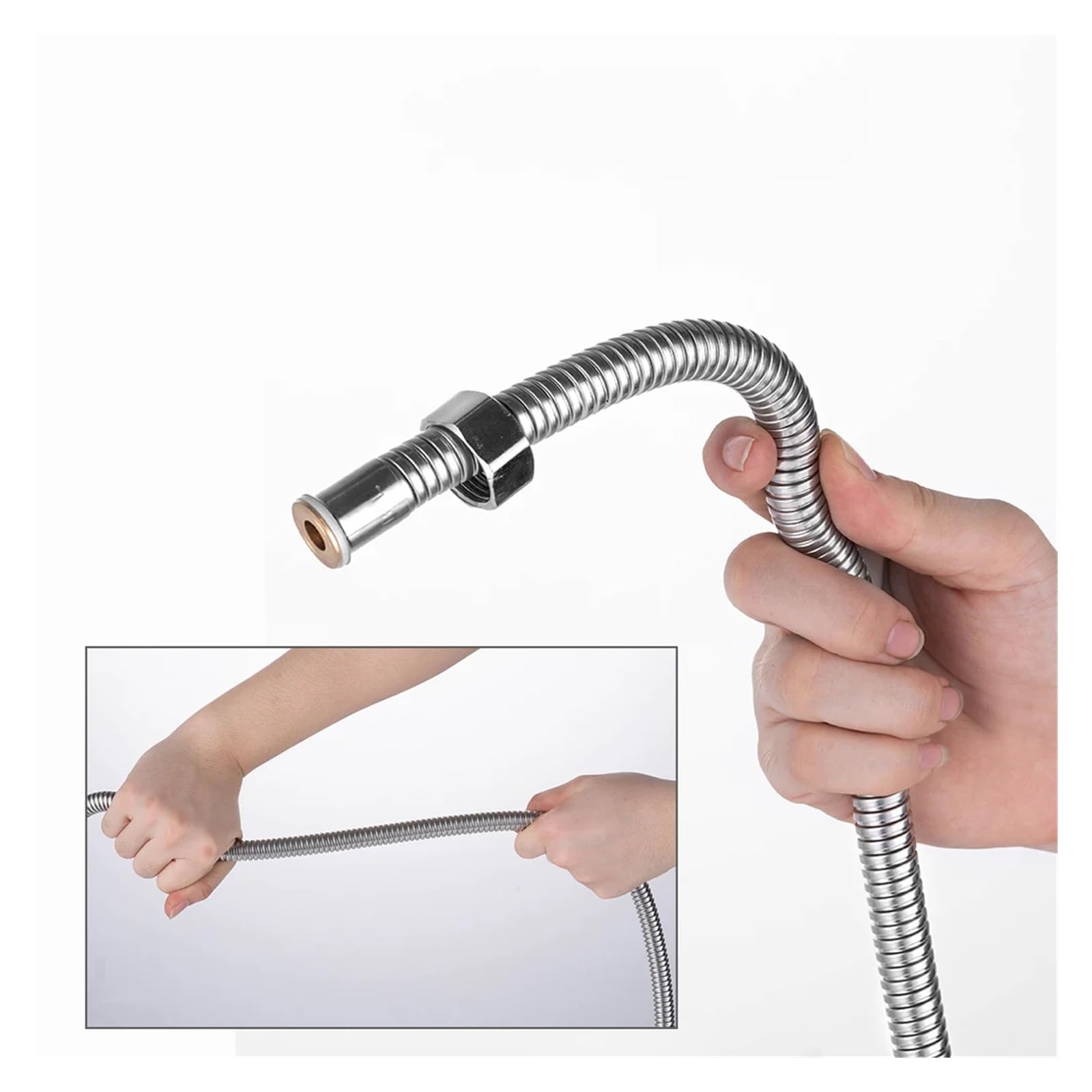 Manguera de ducha flexible de acero inoxidable con doble bloqueo, diseño antitorceduras para aplicaciones de baño y ducha, resistente a alta presión, fácil instalación