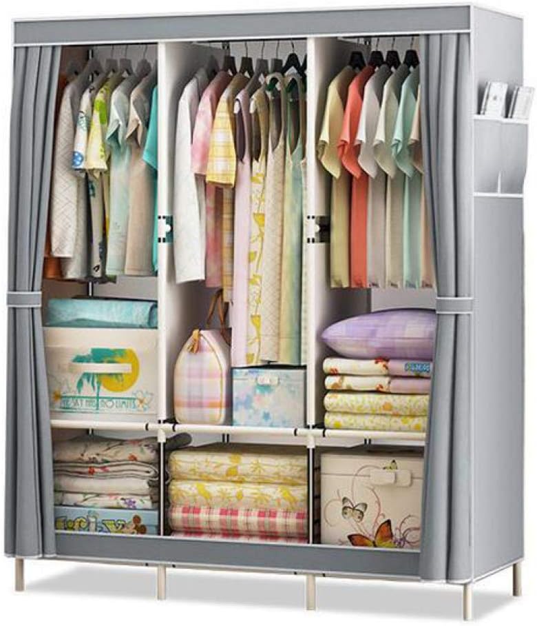 Cloth Wardrobe Clothes Closet, Portable Closet Wardrobe Storage Closet Standing Closet Fabric Cabinet Portable Wardrobe,Gray_135x45x170cm