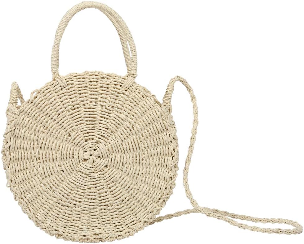 Large Straw Beach Bag with Inner Pouch by Hera Amour | Crossbody Summer Beach Tote with Top Handles (Large, Beige)