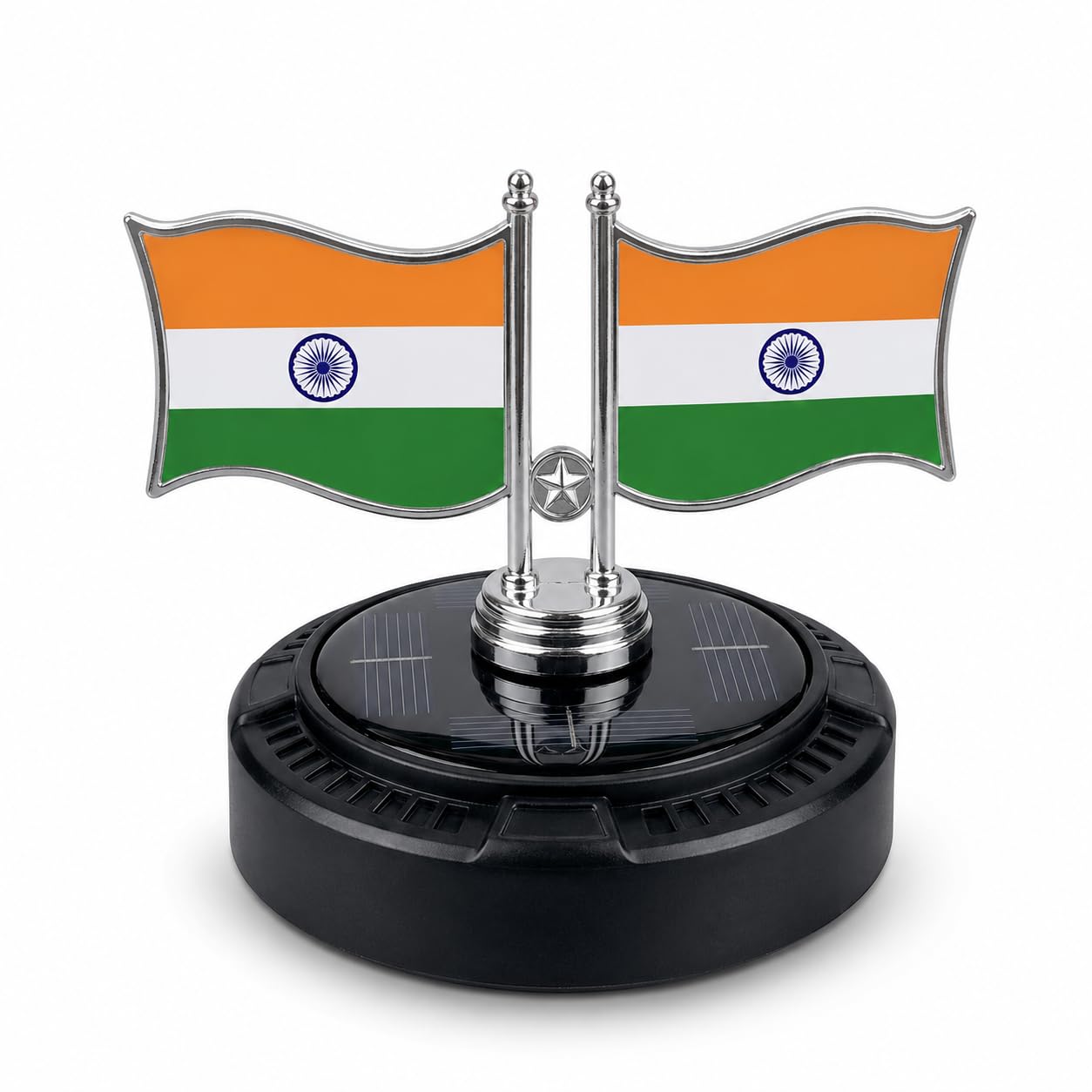Solar Powered Car Dashboard Decoration Items Car Air Freshener Diffuser Tricolor Flag Design Aromatherapy Perfume with Essential Oil ABS Body Beach Scent Rotating-image-19