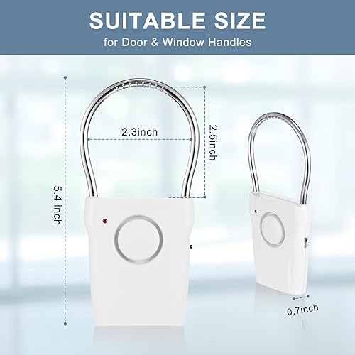 Miniatura 2 de Kanayu 4 piezas de alarma para manija de puerta, 120 dB, alarmas de puerta para alerta de seguridad del hogar, perilla de puerta con detección de