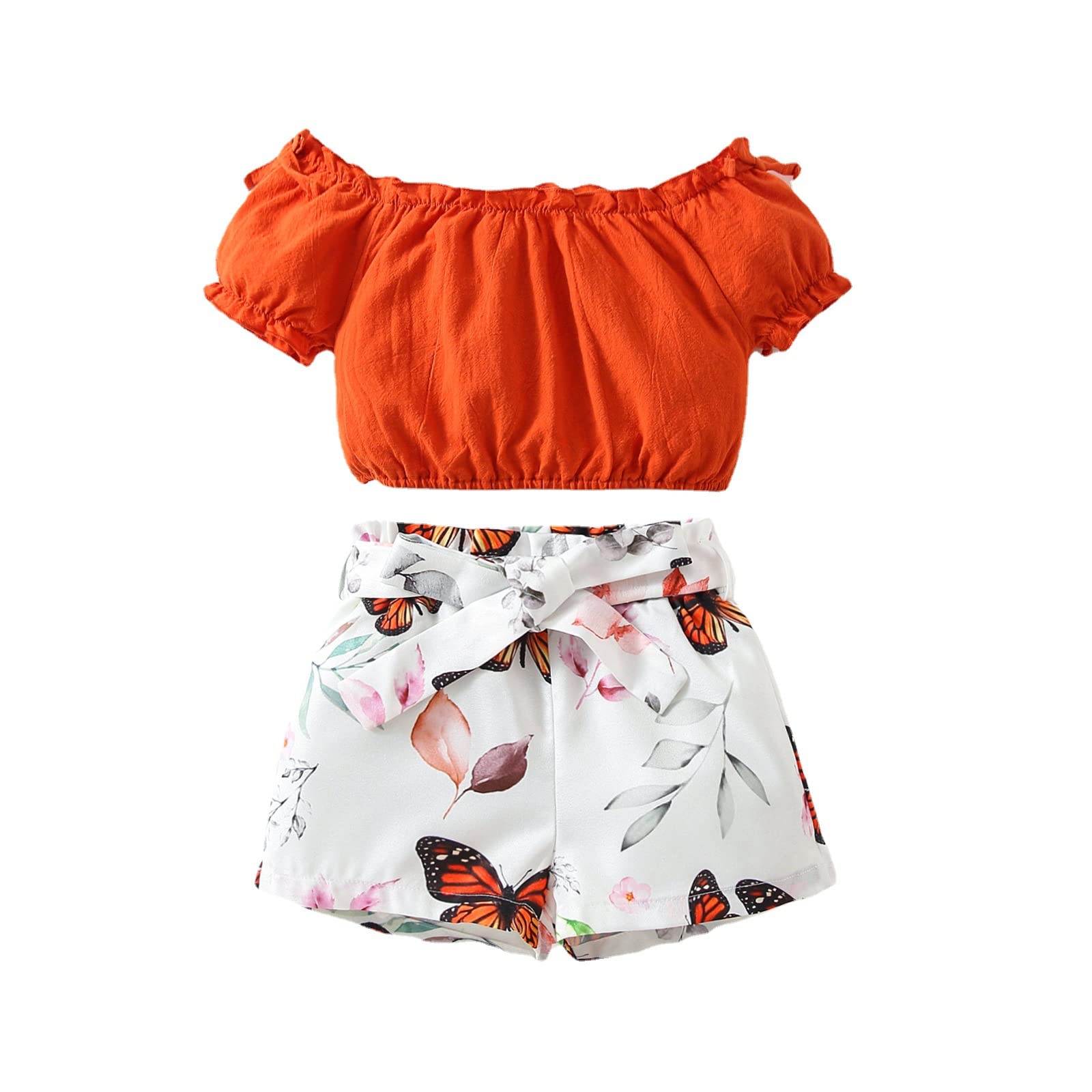 Hearyoo Toddler Baby Girl Summer Clothes Tops + Check/Floral Shorts Set