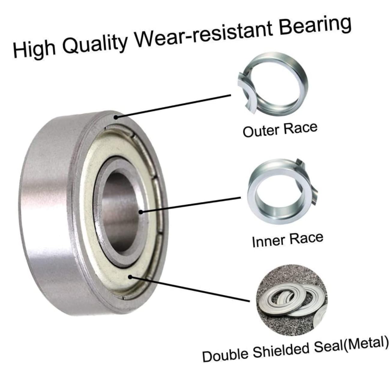 HANABASS 40pièces Roulements De Roue Abec Skateboard Roulements Étanches Et Idéaux Pour Patinage Et Trottinette Noir
