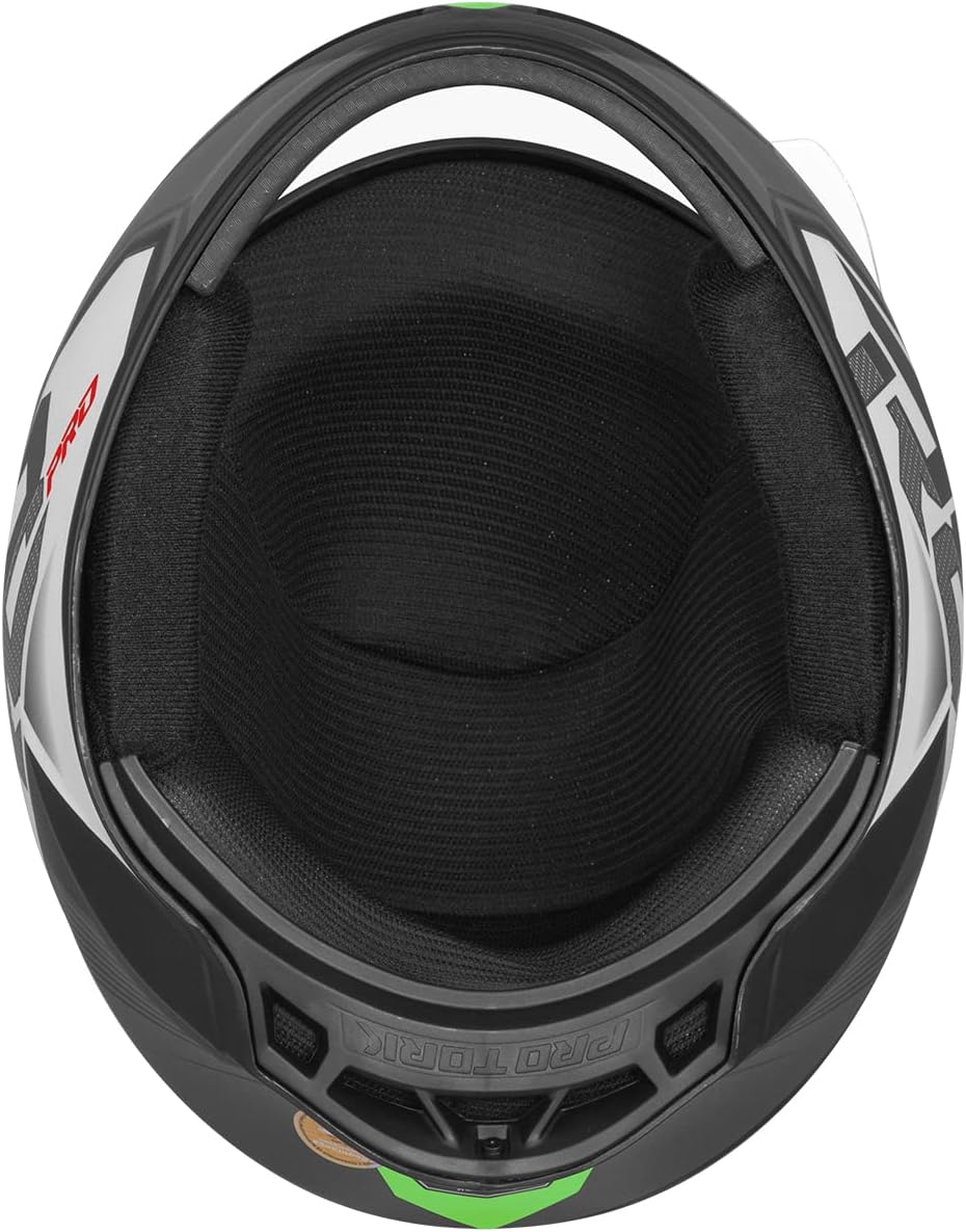 Imagem superior do capacete com fundo branco liso.