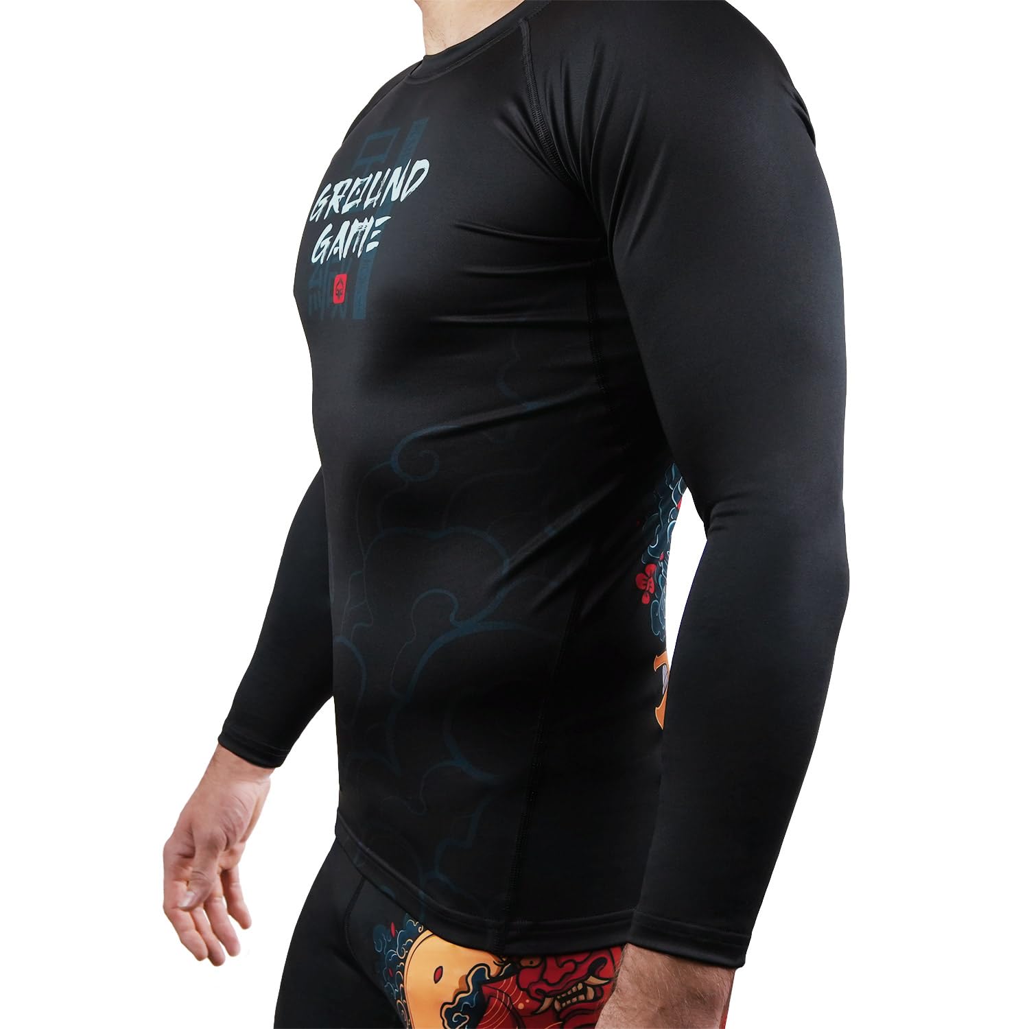 Ground Game Rashguard Herren BJJ MMA Kompressionsshirt Herren Langarm, Kampfsport Funktionsshirt