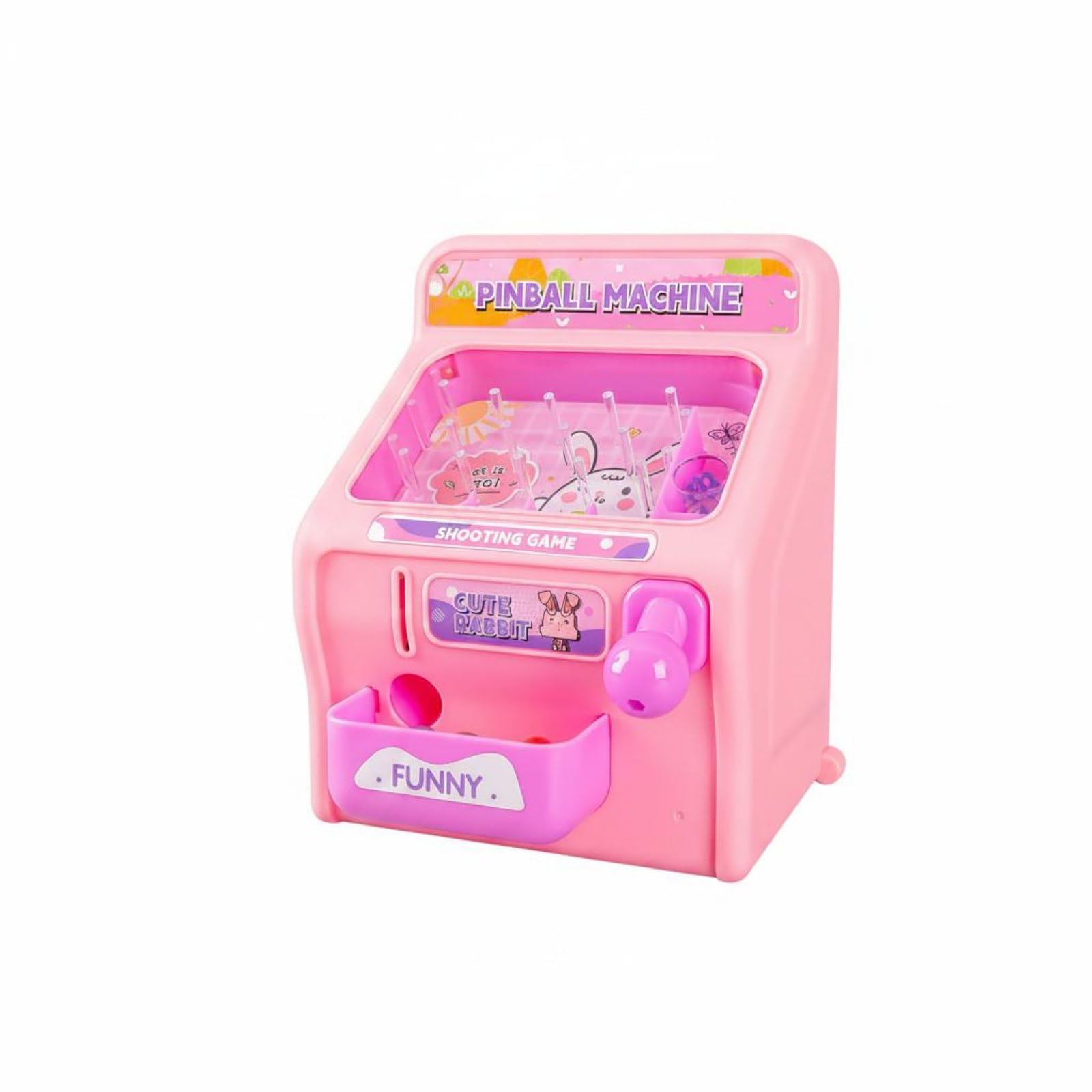 Milageto Juego de para Niños Máquina Pinball Juego de de con Resorte Mini Arcade con Luces LED y Sonidos Plástico Desarrolla Coordinación y Motricidad Fina, Rosa Conejo