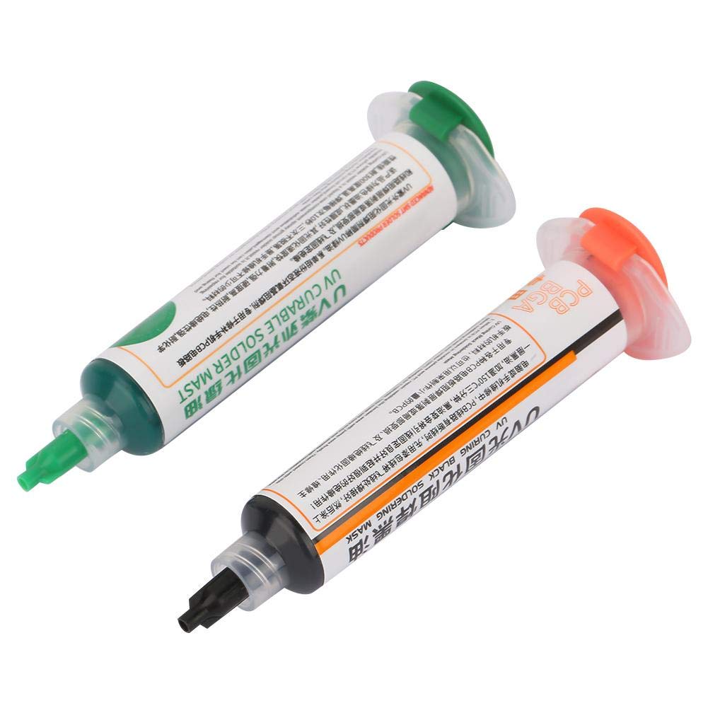 Solder Mask Ink, 2Pcs UV Light Curing Solder Mask Ink BGA PCB Solder Resist Ink Black + Green