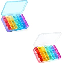 ASprink Pil Box 3 Times a Day, Weekly Pill Organizer 3 Times a Day - Daily Pill Box 7 Day Medicine Organizer, Blue and White
