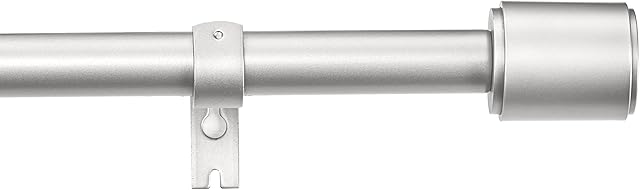 Amazon Basics Curtain Rod with Cap Finials - Extendable 91 to 182cm for Bedroom, Dining Room, Living Room or Kitchen, Nickel