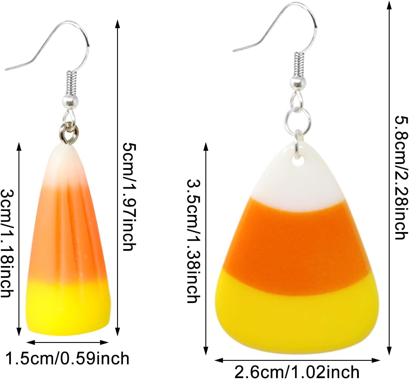 Honbay 2 Pairs of Acrylic Candy Corn Dangle Drop Earrings Fall Candy Corn Charms Pendant Earrings Costume Party Accessories - Image 2