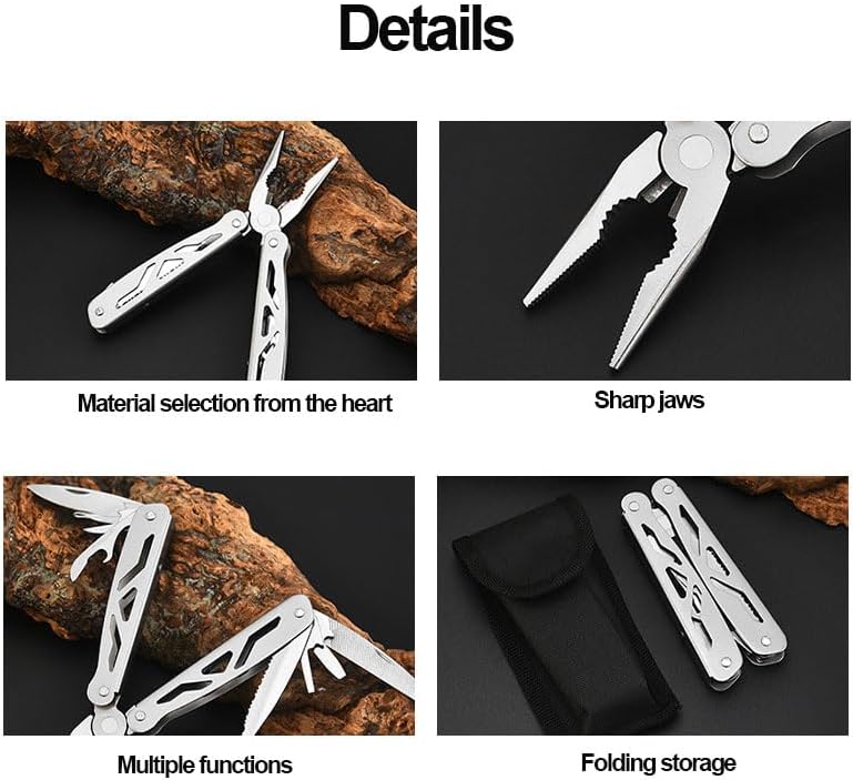 Multitool Plier, 11-in-1 Stainless Steel Pocket Multitool Pliers, Portable Camping Hiking Multi Tool, Gifts for Men, Dad, Husband