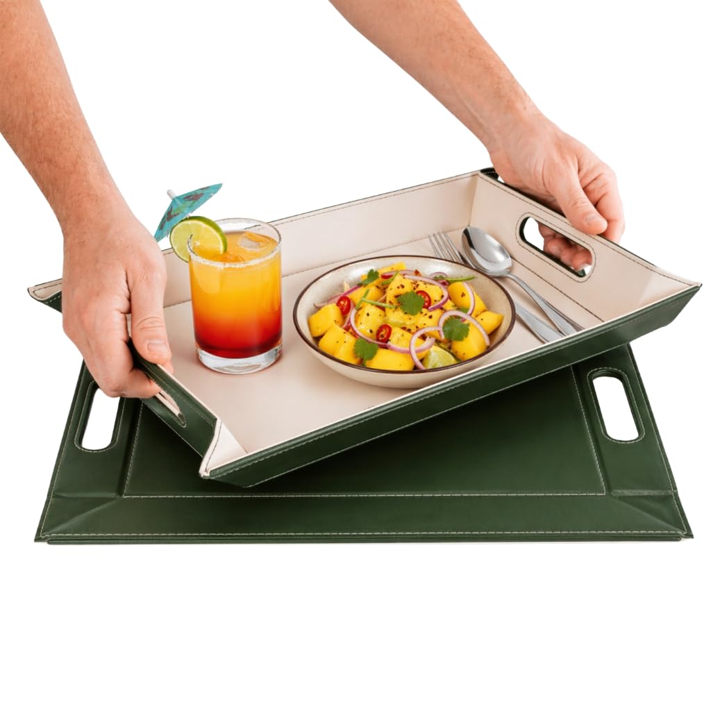 2-in-1 Serving Tray &amp; Placemat | Faux Leather &amp; Reversible