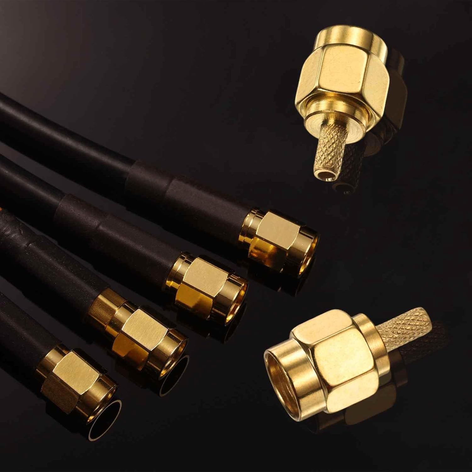 MECCANIXITY RPSMA Male Crimp Connector,10 Pcs Straight Plug Crimp RF Connector RPSMA-J-1.5 for RG174 RG316 RG188 RG188A LMR100 Coaxial Cable