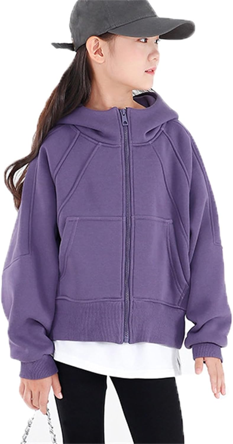 Kids Girls Hooded Sweatshirts Fleece Jacket Warm Pullover Top Fall Sweaters Coats for Boys Girls Windproof Outerwear