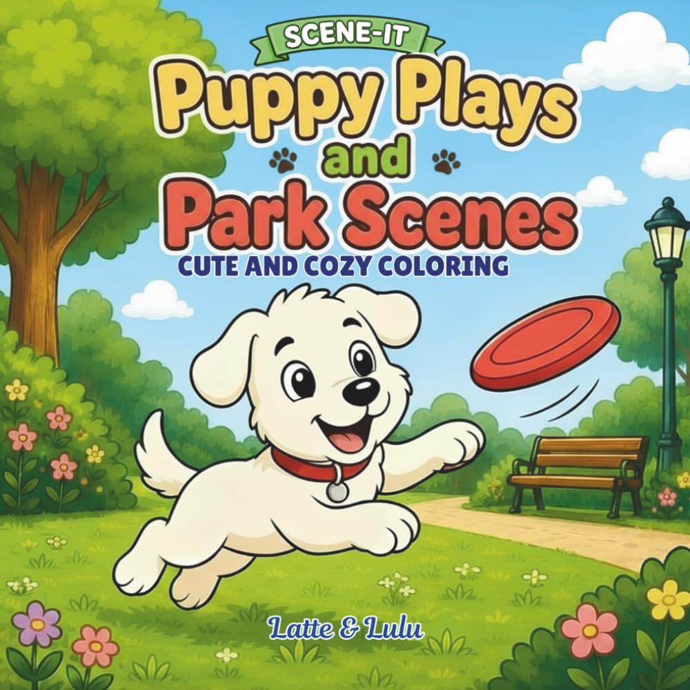 Puppy Plays and Park Scenes: Cute and Cosy Dog Colouring Book with Easy Bold Pages, Playful Park Scenes, Relaxing Fun for Kids, Teens, and Adults (SCENE-IT Cute & Cozy Coloring)