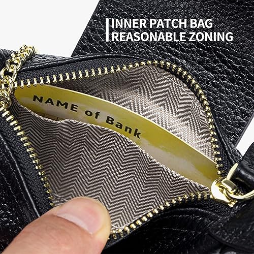 Image of Black Leather Coin Pouch, Zipper Change Holder for Loose Change & Keys