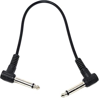 MainCore 30cm long 6.35mm to 6.35mm 1/4 Mono / 90 Degree Right Angle Jack Audio Speaker, Guitar, AMP, Synths, Keyboards Patch Cable Lead (Black)