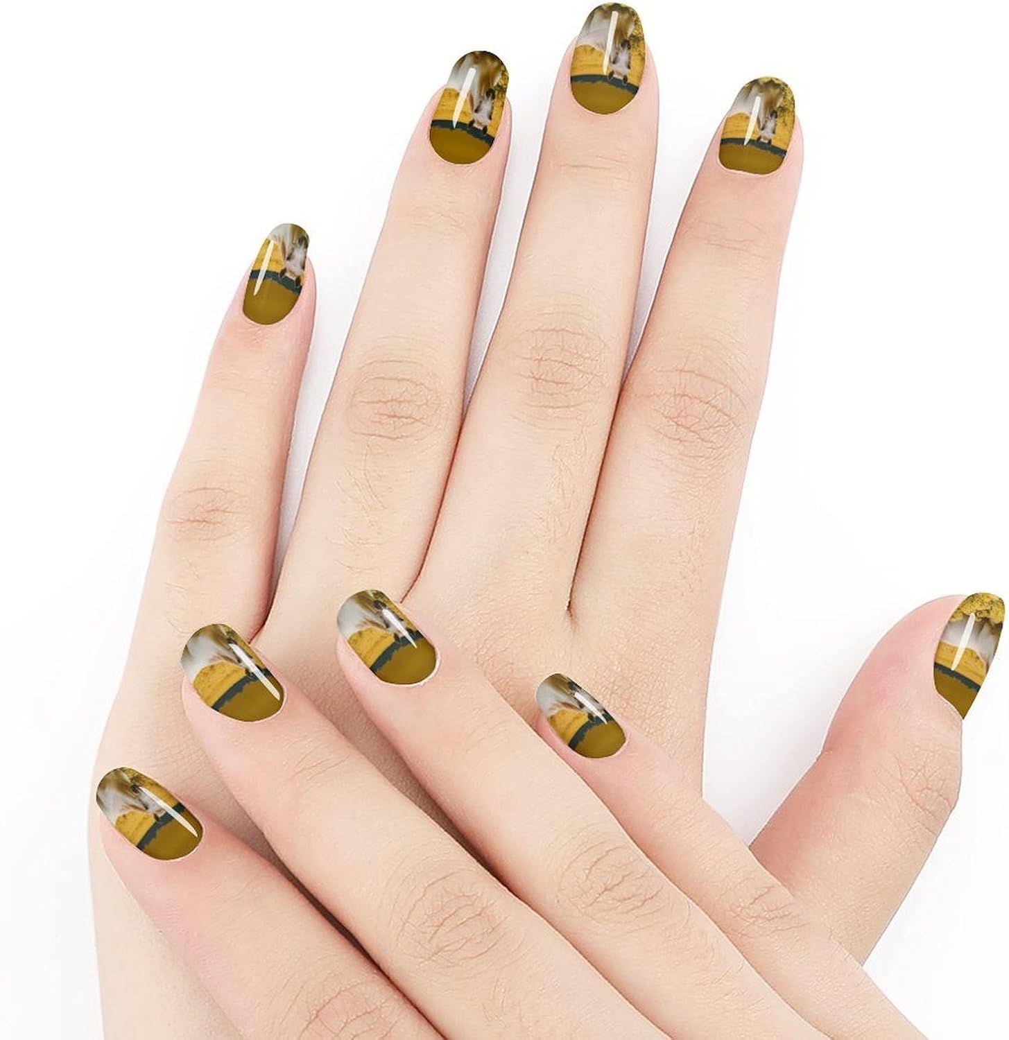 100 Pieces Full Nail Wraps Self-Adhesive Gel Nail Stickers for Women | Horses in The Fields Nail Strips, UV Free, Chip Resistant, Waterproof Full Cover, Long Lasting Nail Decals