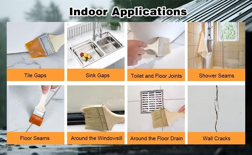 Image of Crack Seal Glue 300gm with Brush Transparent Waterproof Resin Epoxy for Roof Leakage Crack Seal Agent Roof Water Leakage Solution Water Proof Glue for Waterproofing (300 GM / 2 PACK)