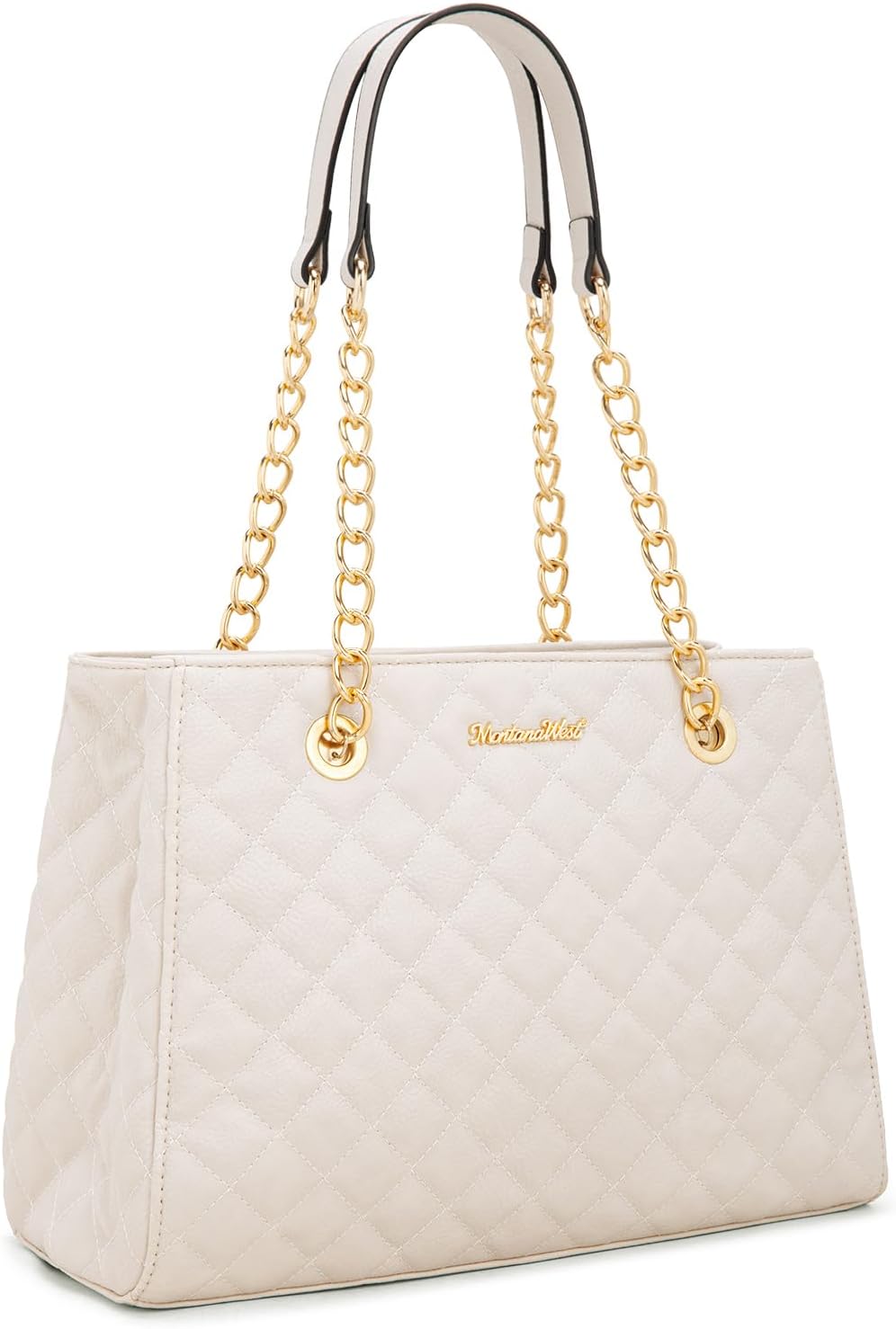 Montana West MEDIUM Tote Bag for Women Quilted Chain Handbags Shoulder Purse