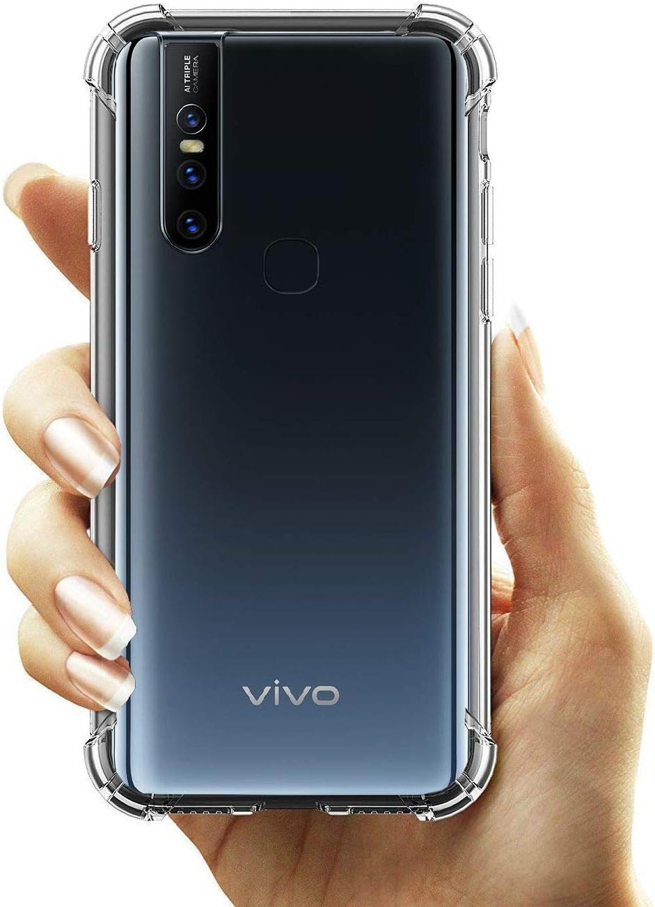 ANKIRANT � Bumper Corner Soft Silicon Flexible Shockproof Camera Protection Cushioned Edges Crystal Clear Mobile Back Case Cover for Vivo V15 (Transparent)
