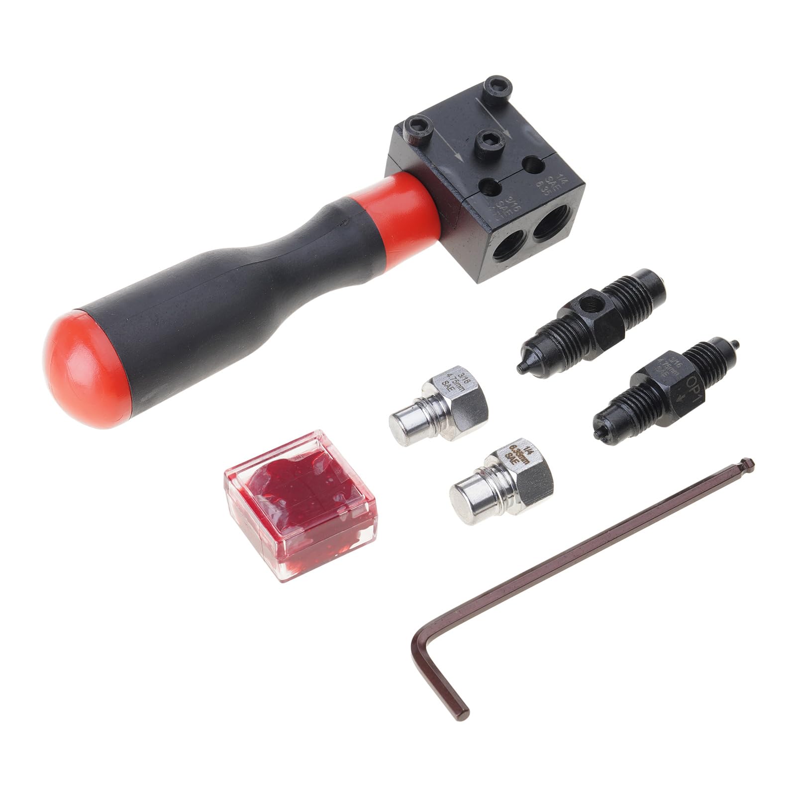 Juego de herramientas de abocardado automotriz, tubo de cobre de 3/16 pulgadas, 1/4 pulgadas, línea de freno, adaptador de bengalas dobles individuales, reparación de automóviles, modificación de