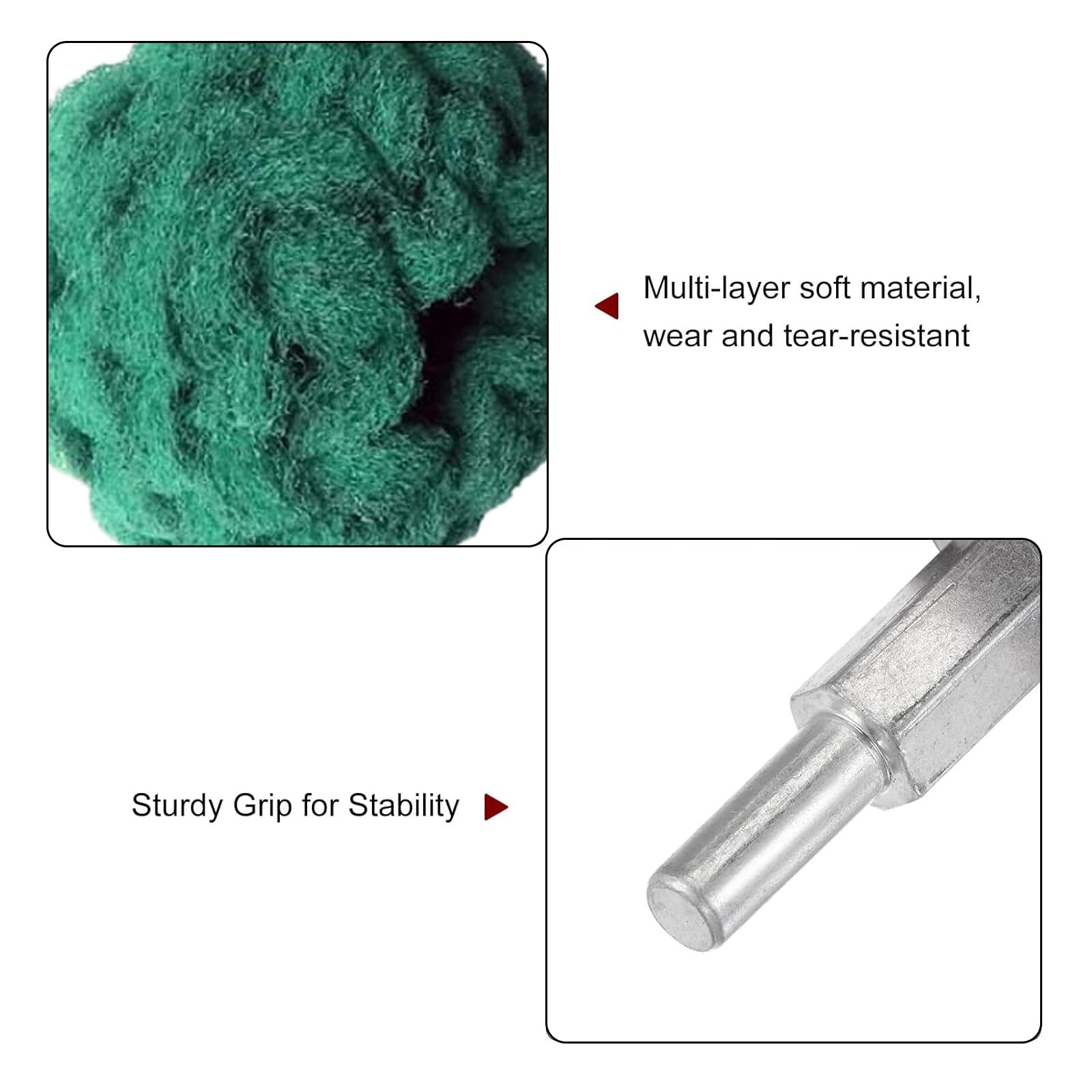 6 piezas verde y rojo no tejido juego de brocas abrasivas, cabezal de molienda para pulir cepillo de fregado moldeado con mango de 1/4 pulgadas para colector/aluminio/acero inoxidable/cromo, etc
