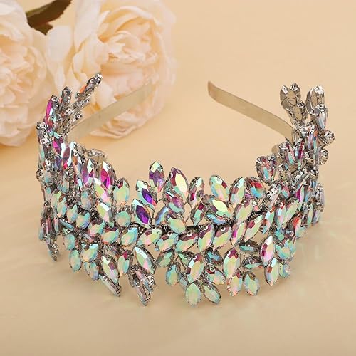 Miniatura 3 de Sither Diadema de cristal de novia para fiesta de boda, accesorio grande de cristal plateado, accesorios para el cabello para novia, pinzas para el