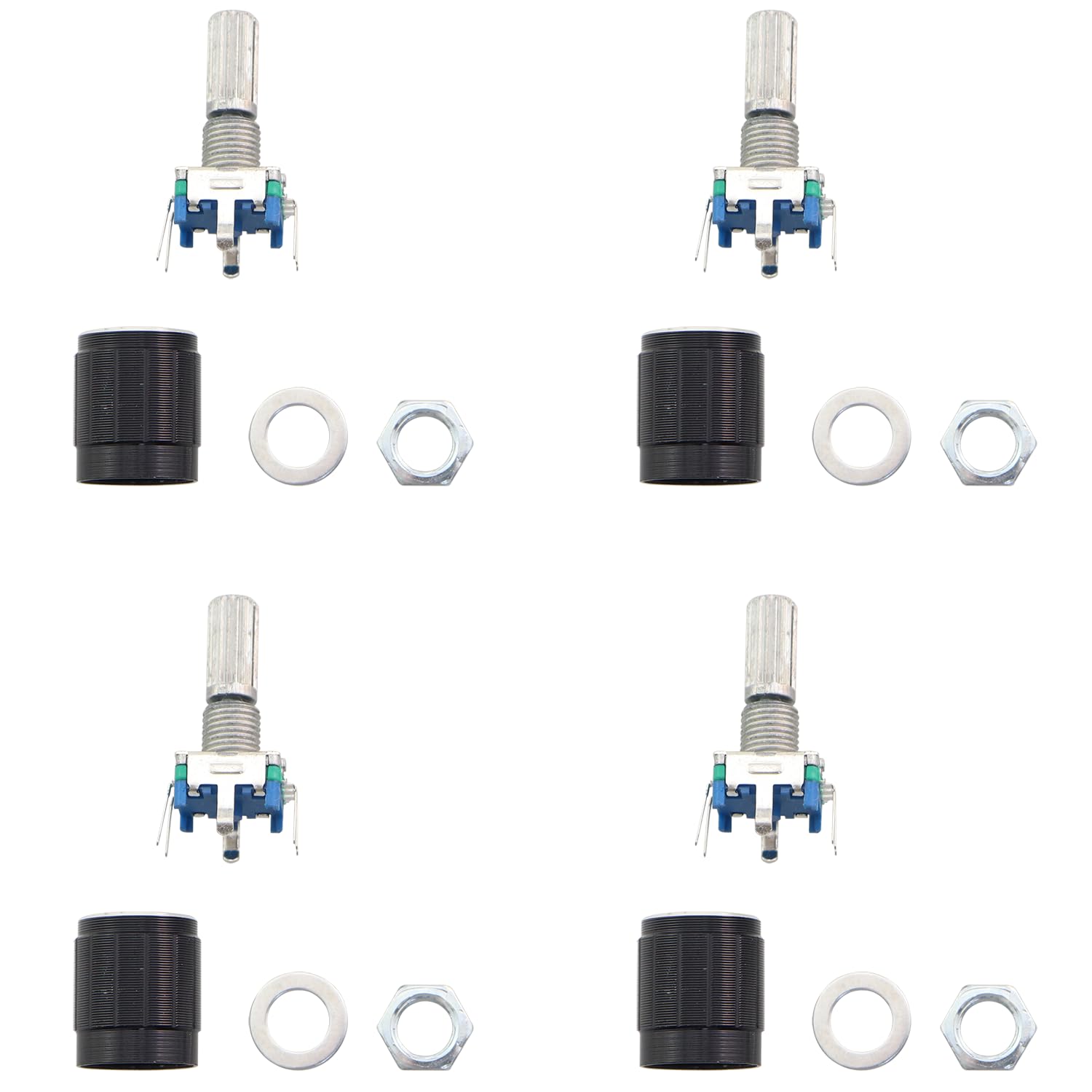 4PCS EC11 Rotary Encoder with Push Button 360 Degree 5 Pins and Knob Cap Potentiometer Plum Blossom Handle 20MM Audio Speaker Rotary Encoder