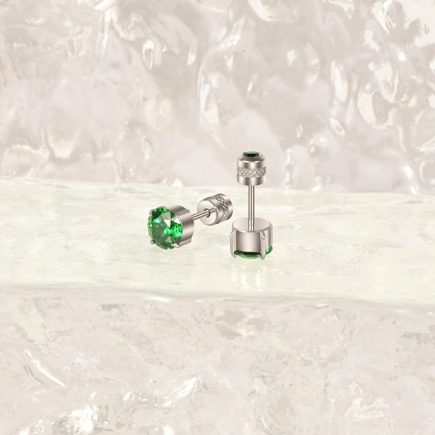 Hopply Hypoallergenic G23 Implant Grade Pure Titanium Screw Back Earrings, 20G Flatback 5A Cubic Zirconia Earrings Double Side Studs, Suitable for Women Men Sensitive Ears Piercing Sleeper Studs Jewelry - Image 7