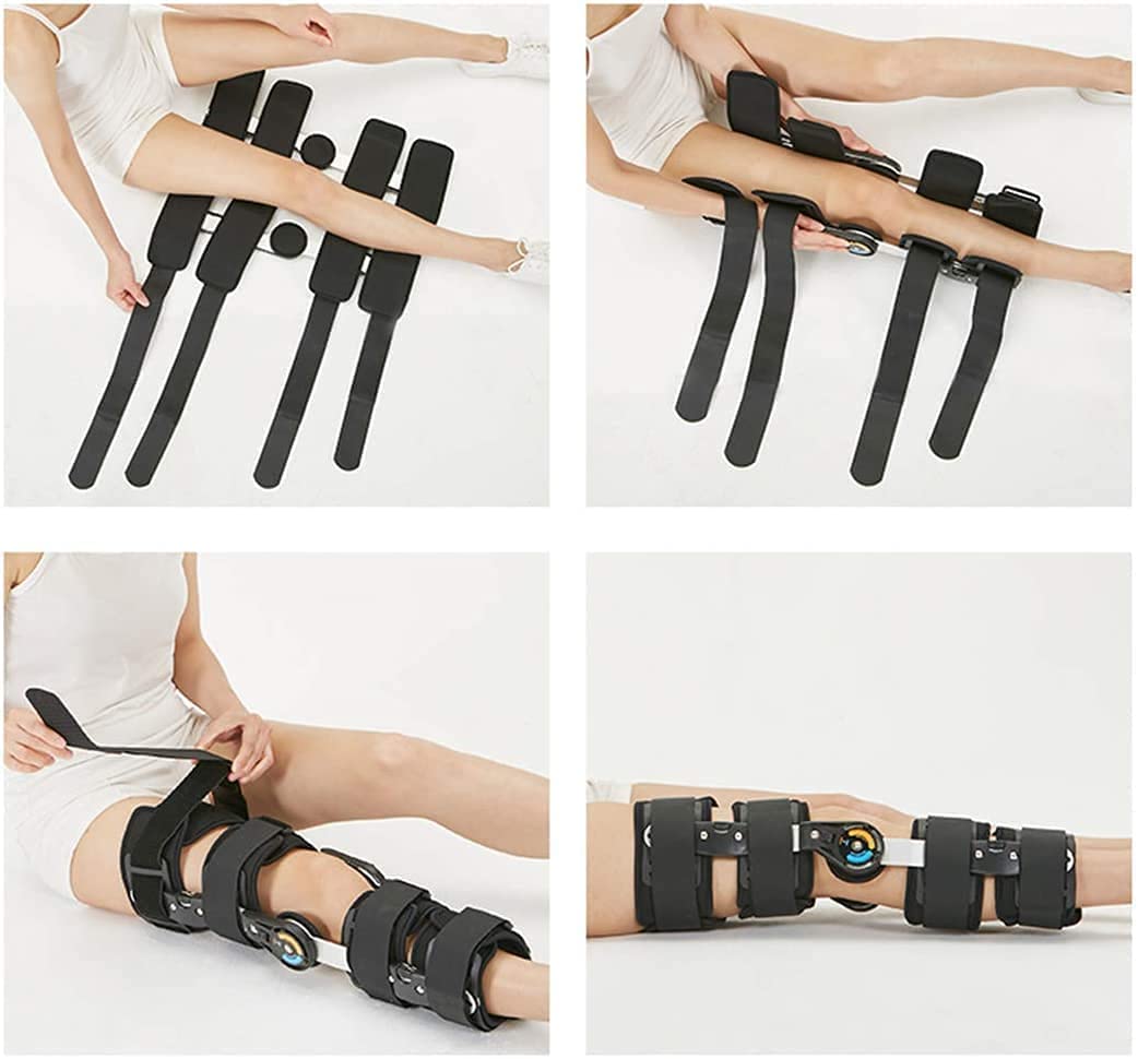 Rodillera ROM con Bisagras con Correa, Inmovilizador De Lesiones De Rótula, Protector De Protección Ortopédica Médica, Estabilizador De Pierna Ajustable, Ortesis De Rodilla, Férula