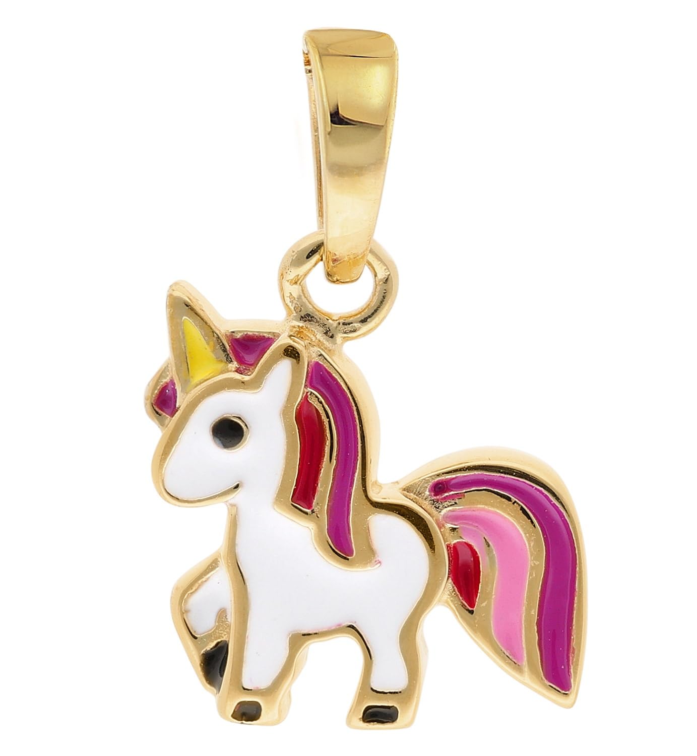 trendor Kinder-Anhänger Gold 333 Einhorn mit goldplattierter Silberkette | liebevolles Schmuckstück für Mädchen, zauberhafte Geschenkidee