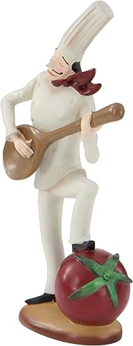 Miniatura 8 de Deco 79 Polystone - Estatuas decorativas de chef para decoración del hogar con instrumentos musicales, juego de 3 figuras de acento de 8 x 3 x 14
