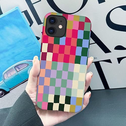 Vista 229 de SEized Funda compatible con iPhone 14 Pro Max, funda colorida de tablero de ajedrez para niñas, mujeres, niños y hombres, funda de protección
