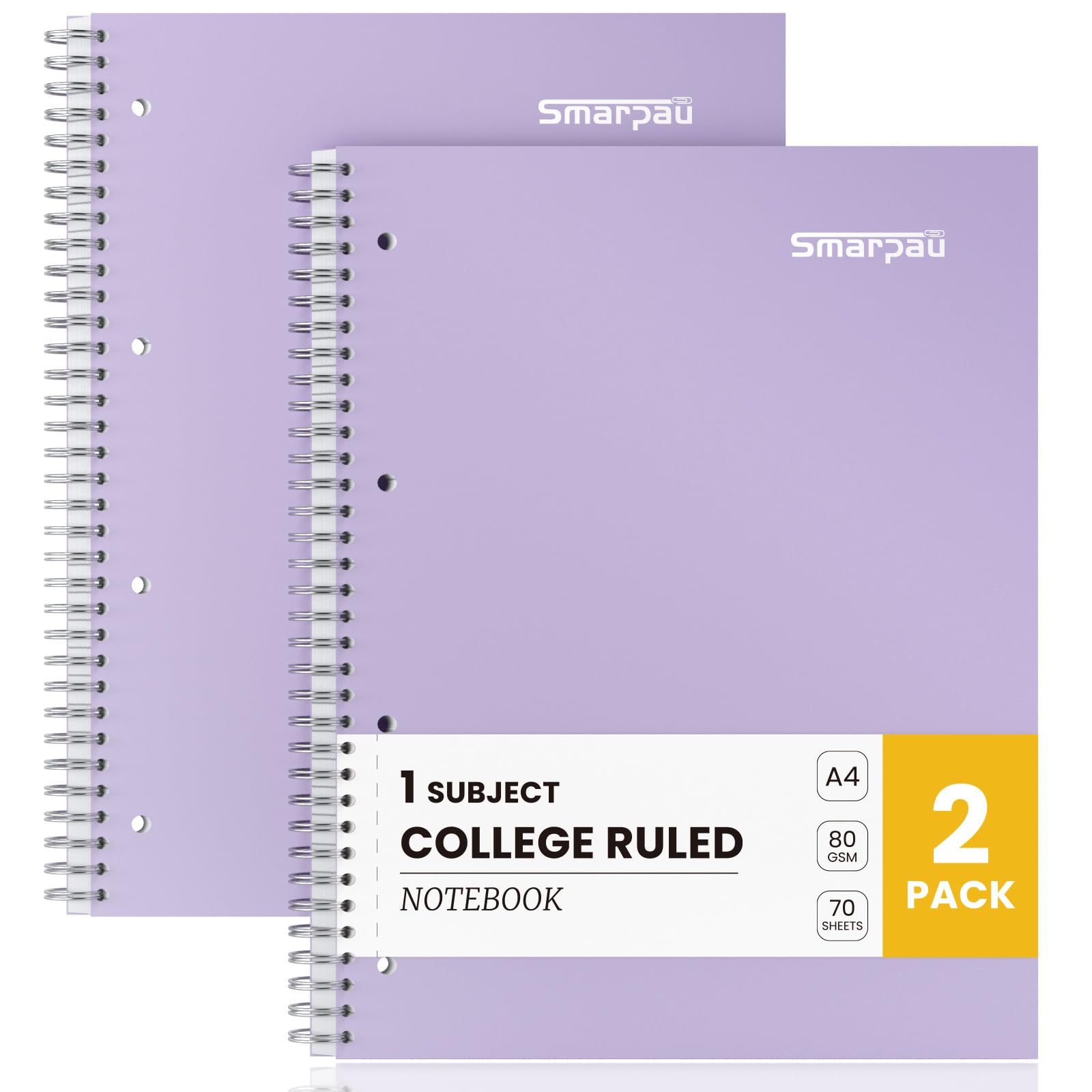 Smarpau A4 Notebook 2 Pack, Wirebound Spiral Journals for Exercise